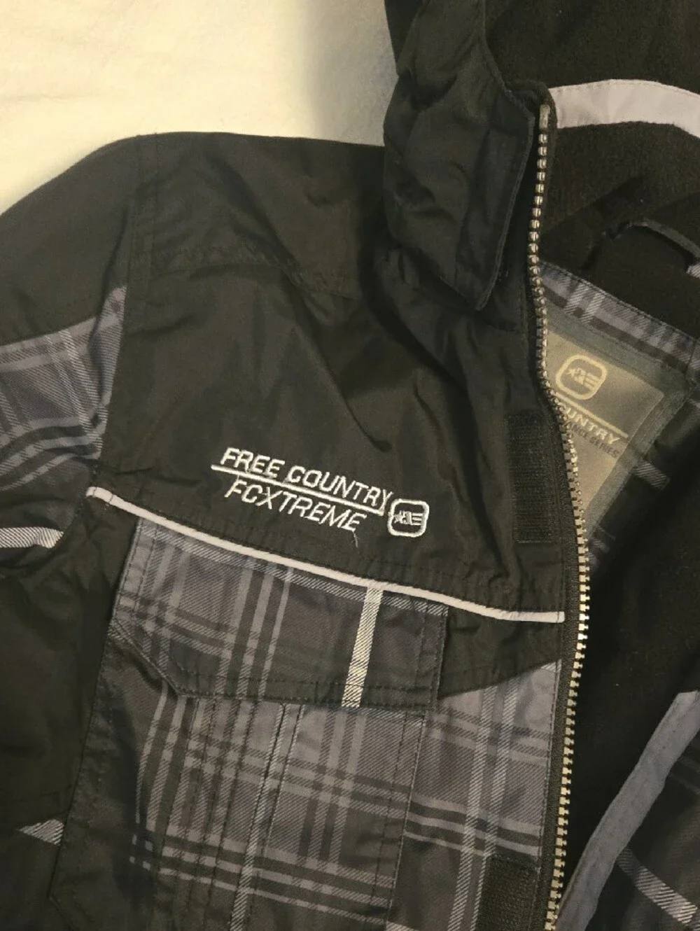 Free Country Black & Gray Plaid Insulated Hooded Puffer Jacket